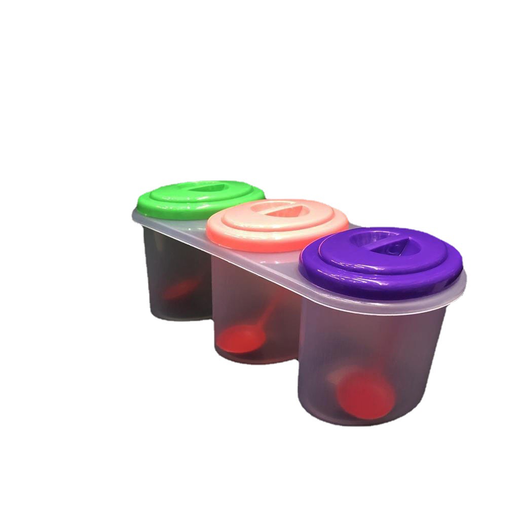 egg-shaped with lid 3-style flavor box with spoon 4 groups seasoning box kitchen supplies supermarket supply rs-600120