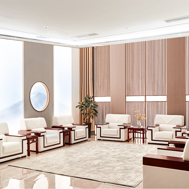 办公沙发会客区贵宾商务洽谈休息区接待室会议布艺单人位茶几组合