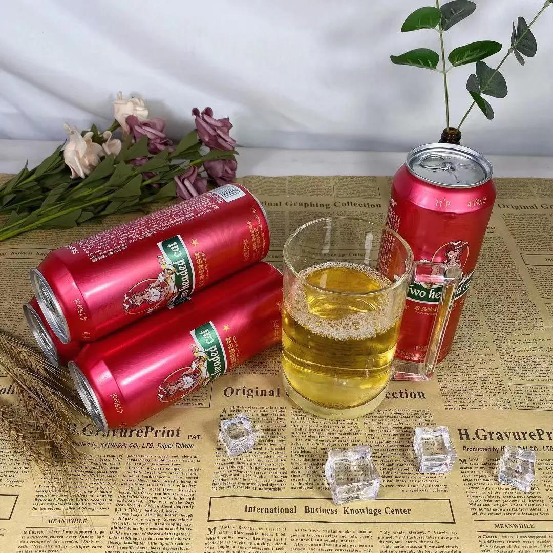 德国双头猫原浆精酿白啤黄啤黑啤11度小麦芽500ml罐装整箱批发