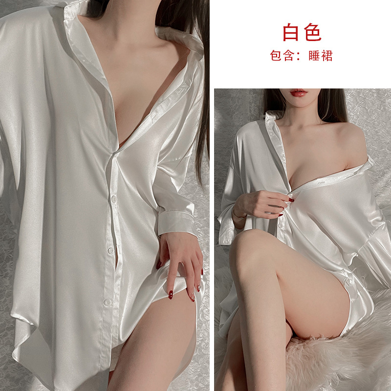 Ziqu Boyfriend Style Shirt Sexy plus Size Sexy Pajamas Pure Desire Women's Thin Nightdress Home Wear Suit 6161