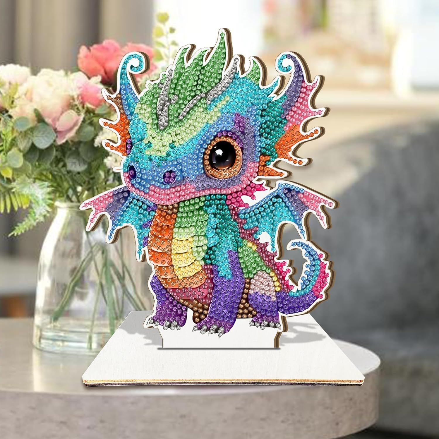 5d亚马逊热款钻石画小恐龙摆件5d宝石刺绣艺术家庭办公室桌面装饰