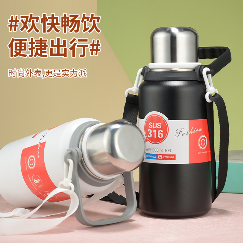 316 stainless steel thermos cup large capacity sports water cup tea making outdoor travel big belly children thermal insulation kettle