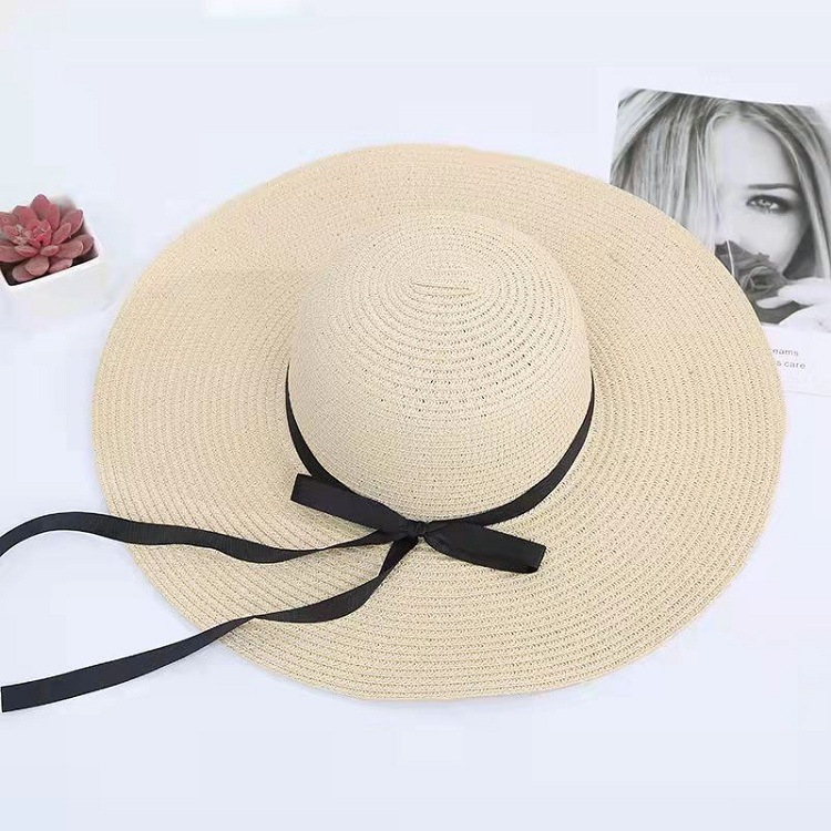Vacation Hat Seaside Big Brim Road Flying Straw Hat Female Summer Beach Hat All-Matching Foldable Sun Hat Worker