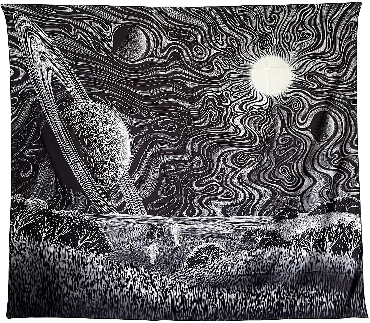 挂毯tophatter礼品黑白太阳烟生命树海浪十二生肖星球背景布外贸