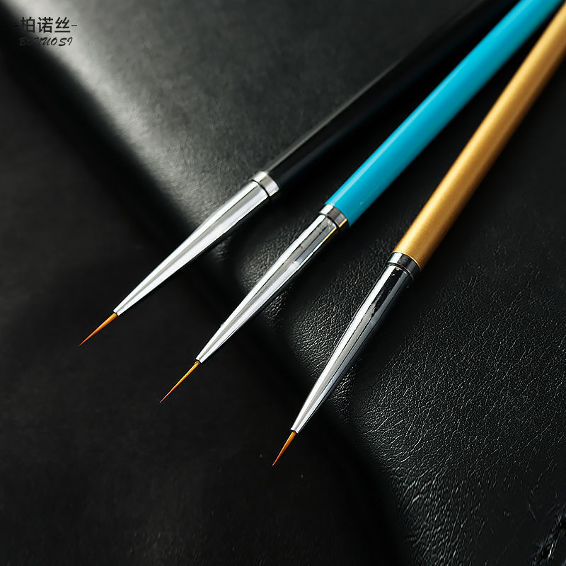 美甲勾线笔3支拉线笔套装画花彩绘拉线超细勾花勾边细线条指甲笔