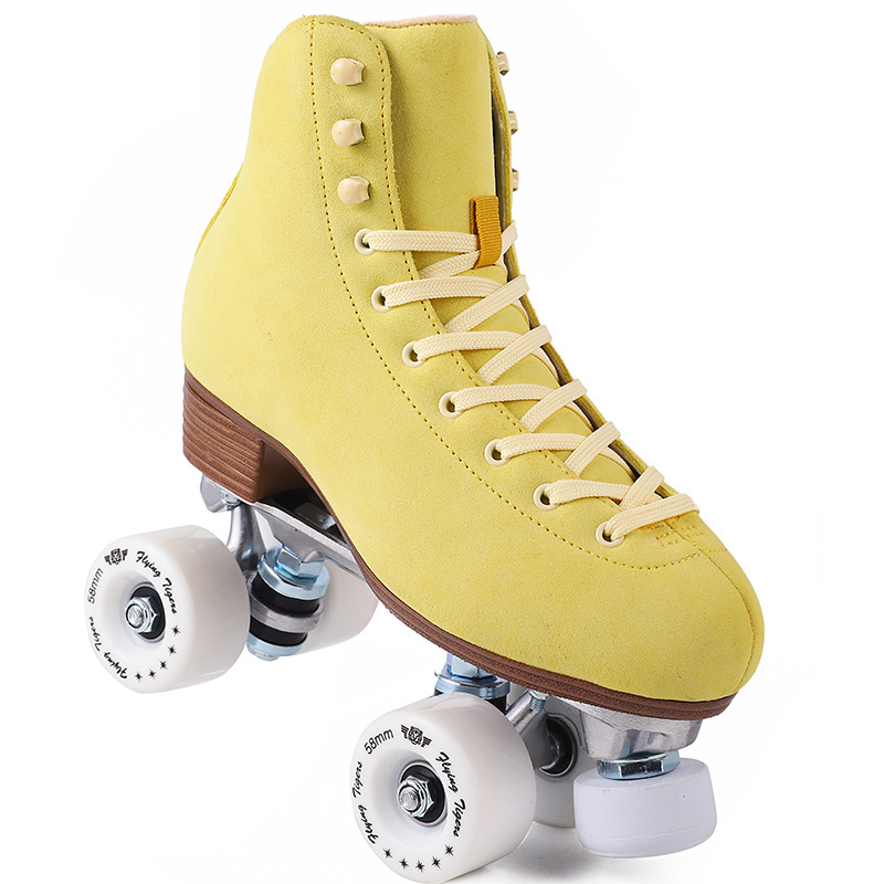成人双排轮滑鞋2022四轮旱冰鞋初学者溜冰鞋皮质透气男女滑冰鞋新款