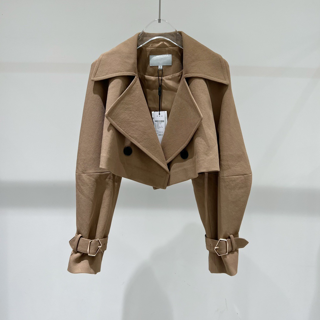 一件直发2023秋季新款气质百搭摩卡棕短款长袖短款显瘦风衣外套女