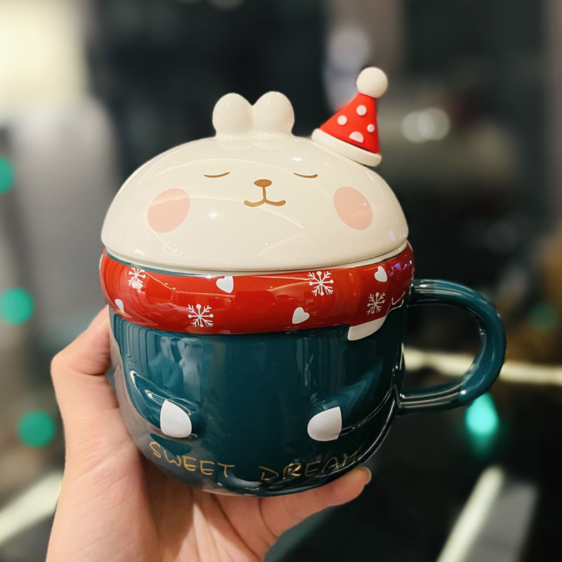 兔子水杯陶瓷带盖