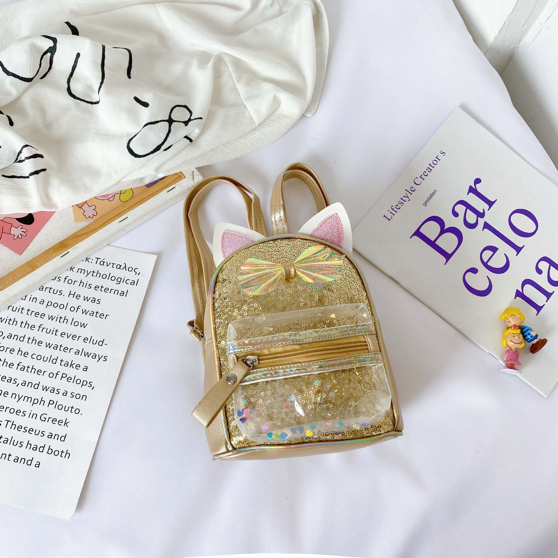 Children's School Bag Sequin Backpack Colorful Shiny Girl Baby Cute Cartoon Stylish Princess Bag Small Bookbag