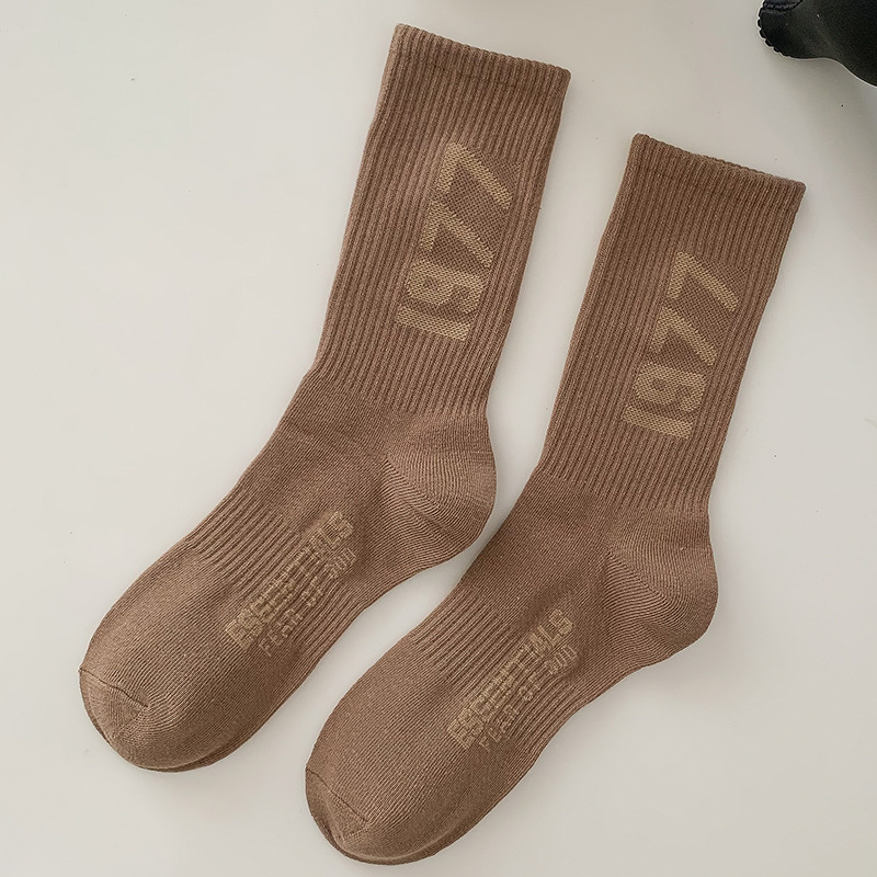 Women's Socks Fall Tube Socks Korean Ins Trendy Japanese College Style Solid Color Letters Autumn and Winter Women's Long