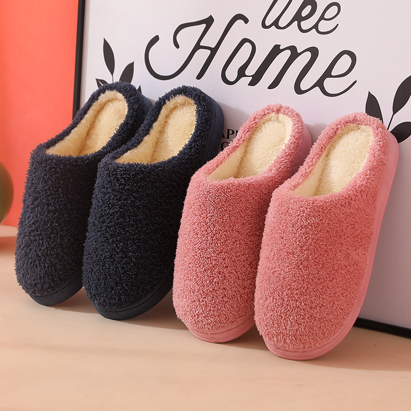 New Cotton Slippers Autumn and Winter Home Indoor Platform Warm Non-Slip Couple Woolen Slipper Floor Slippers Confinement Shoes