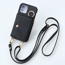 樂天斜挎iphone手机皮套15带卡包适用苹果14手机套防消磁跨境现货