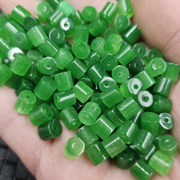 6毫米碧绿色桶珠玉石散珠菠菜绿石英岩玉路路通手链项链饰品珠子