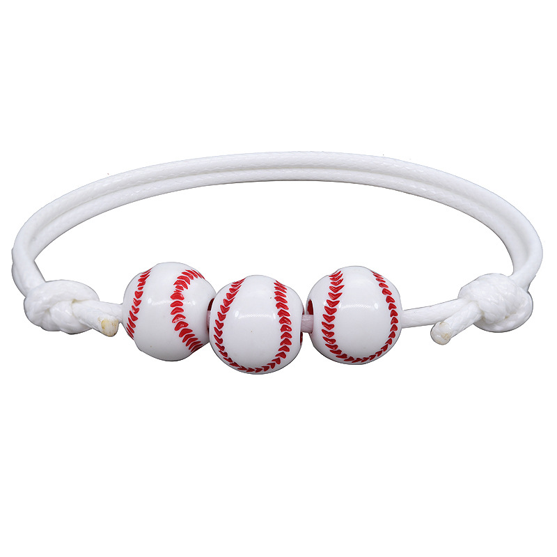 Amazon Hot Basketball Baseball Bracelet Wax Line Woven Softball Tennis Rugby Football Bracelet Sports Bracelet