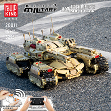 宇星20011军事履带式猛犸坦克遥控电动车男孩益智DIY拼装积木玩具
