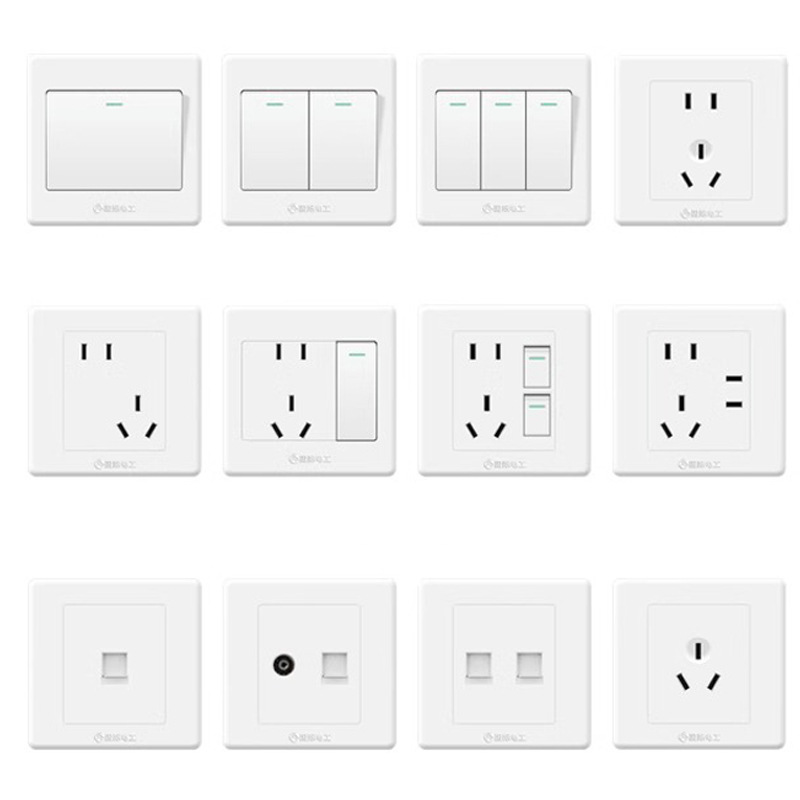 International Electrician Switch Socket 86 Type Engineering Concealed Switch Socket Panel Five-Hole One-Open Five-Hole Panel