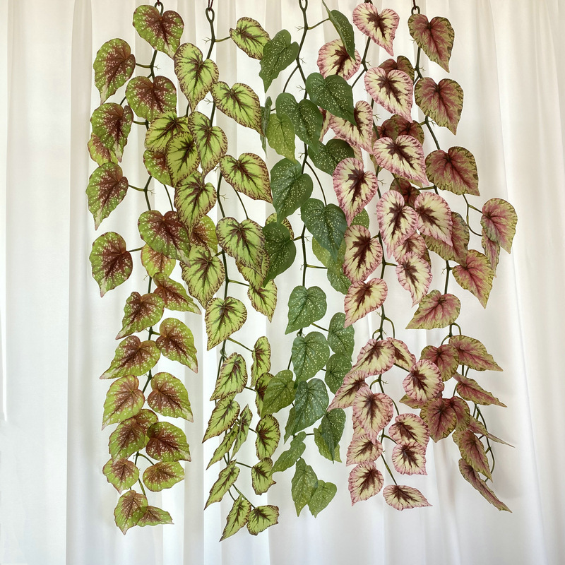 1.2 M Tip Begonia Wall Hanging Rattan Plant Wall Ceiling Courtyard Landscaping Decoration Wall Hanging Vine Simulation Green Leaves