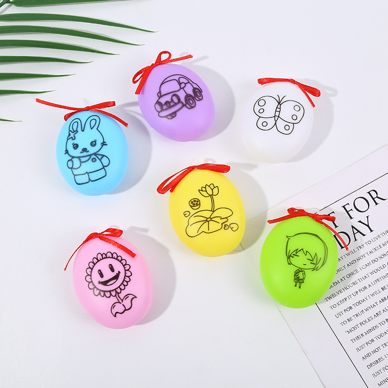Children's Painting Colorful Egg Creative Handmade DIY Painted Simulation Cartoon Stone Wholesale Easter Egg Toy