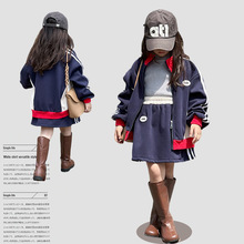 女童韩版拼色加绒套装2023冬装洋气时尚加厚裙两件套儿童冬季保暖