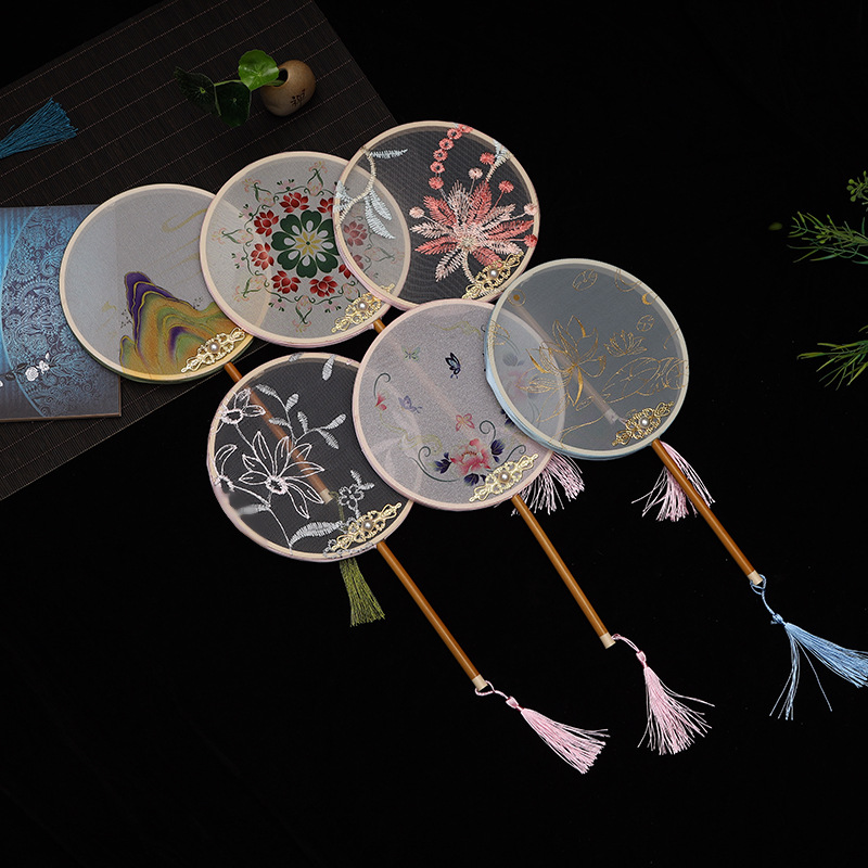 儿童新款 团扇汉服配饰古风扇子复古扇子中国风 成品 diy手工制作