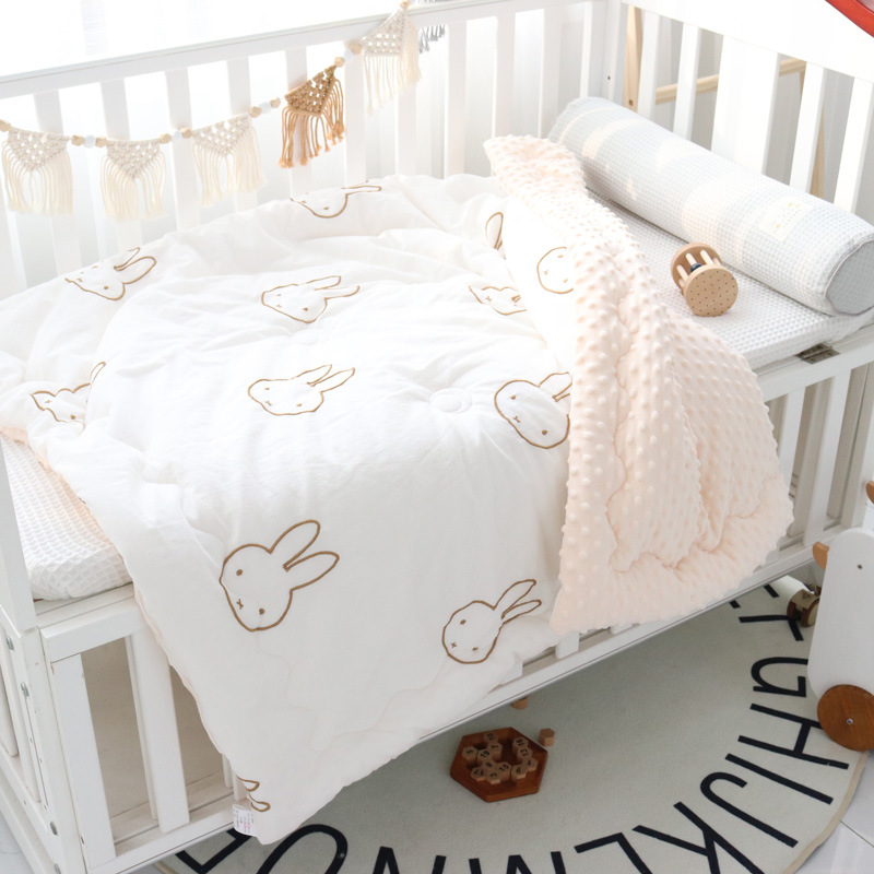 Baby Beanie Velvet Quilt Pure Cotton Washed Cotton Embroidery Newborn Summer Blanket Children's Blankets Baby Small Quilt