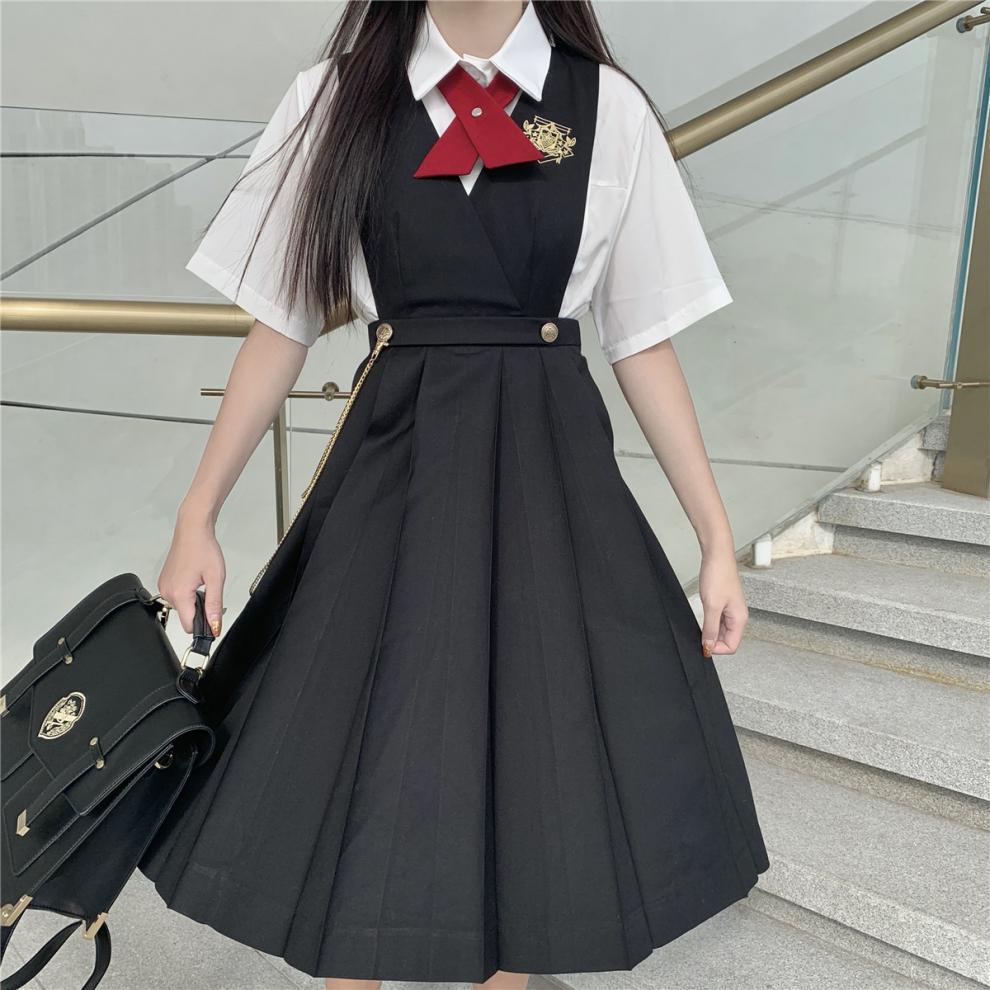 春秋护奶裙日系jk制服大码胖妹妹学生卡奶裙学院风班服连衣裙套装