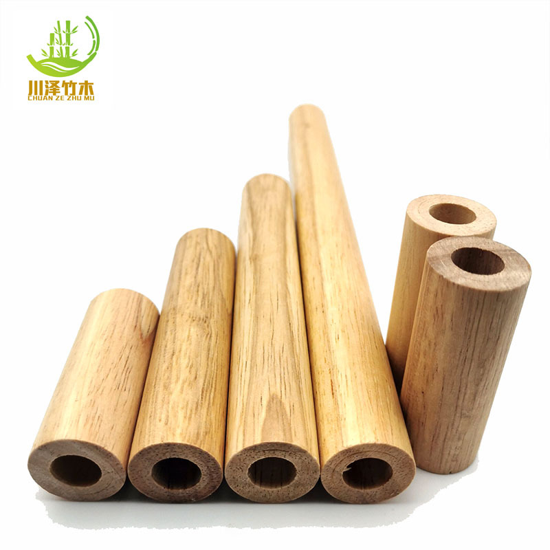 现货橡胶木通孔圆棍圆棒灯饰通孔过线棍空心圆棍圆木拉手木手柄