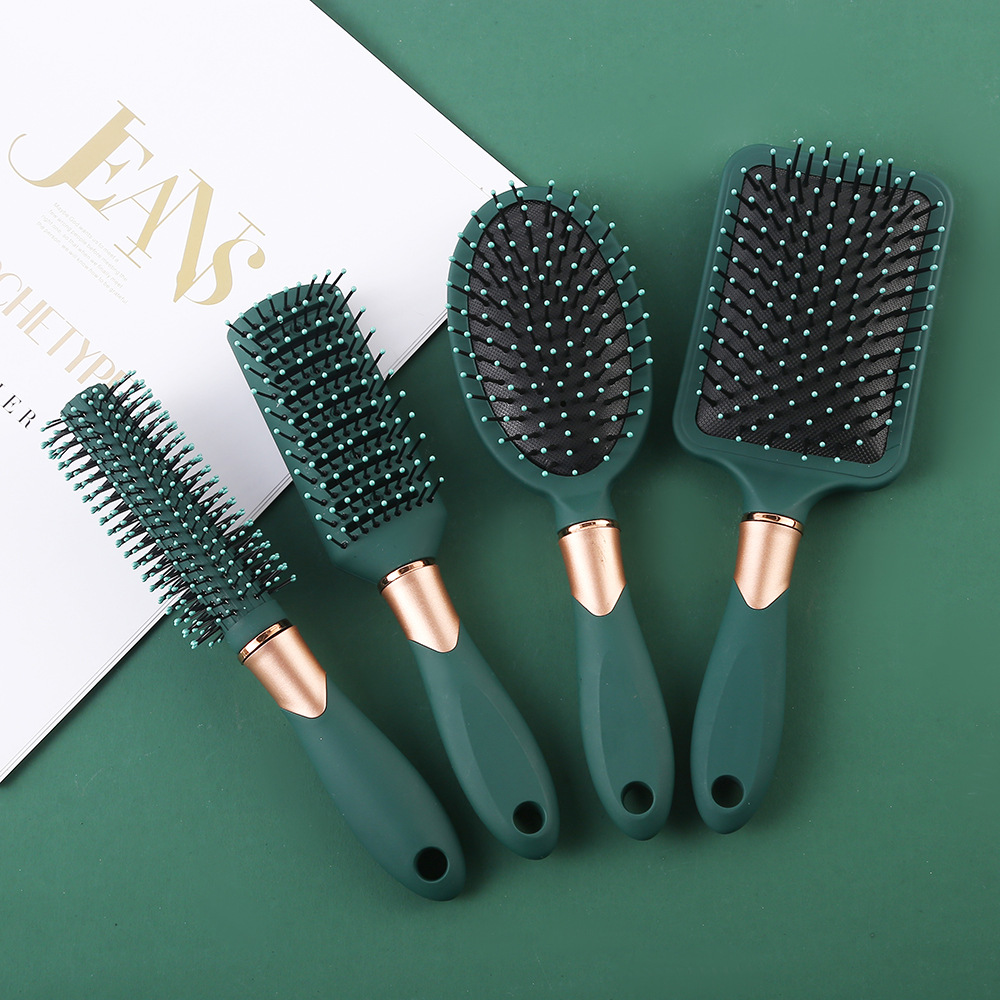 dark green air cushion comb elastic shunfa airbag comb lady hair curling comb negative ion massage comb household comb wholesale