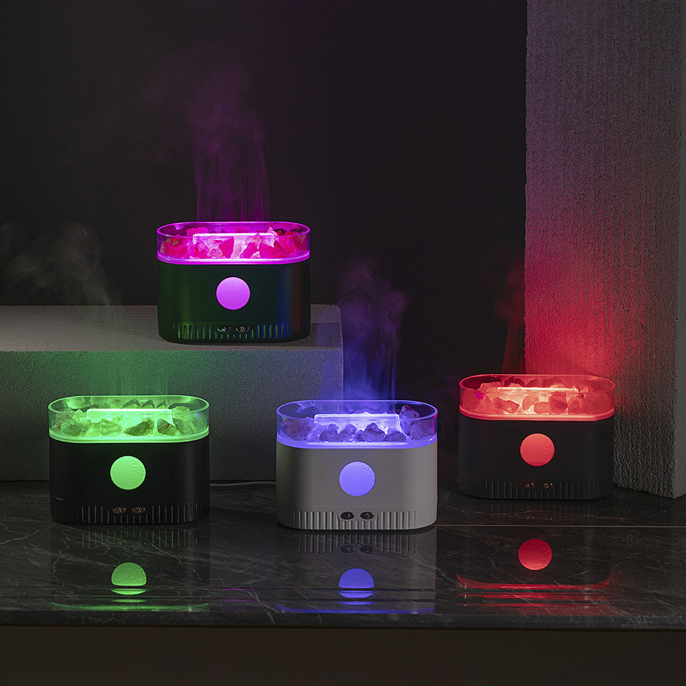 Amazon New Seven-Color Ambience Light Crystal Rock Aroma Diffuser Silent Desktop Bedroom Office Humidifier
