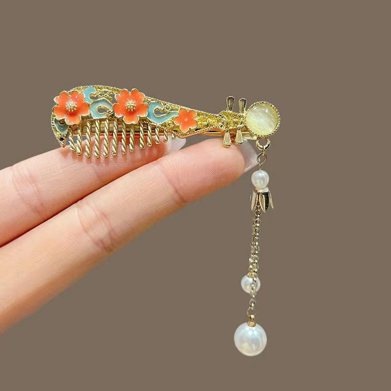 新款汉服古风花朵琵琶发夹女气质刘海夹侧边夹网红发卡汉服头饰时