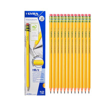Lyra书写黄杆铅笔小学生六角笔杆写字HB/2B橡皮头石墨铅笔