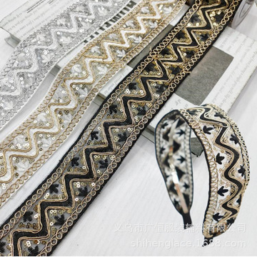 复古民族风刺绣亮片绣花边头发饰织带汉服装辅料箱包窗帘装饰配件