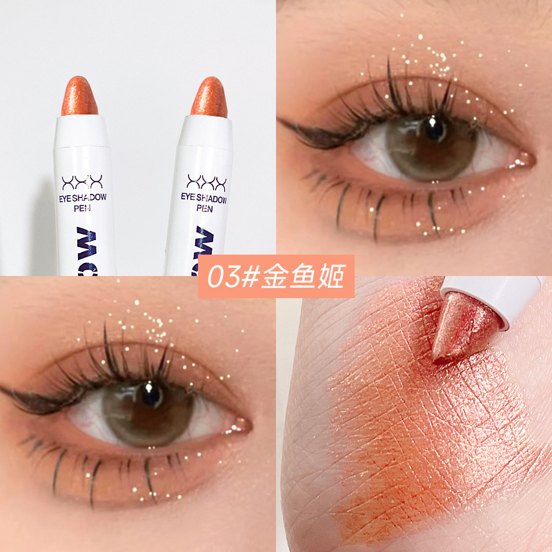 Cross-Border Live Broadcast Kakashow Highlight Eyeshadow Eye Shadow Pen Lazy Eye Makeup Pearlescent Thin and Glittering Eye Shadow Pen Brightening and Repairing