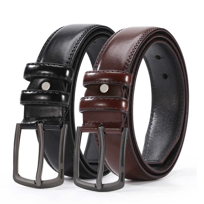 belt men‘s cutting edge double line pin buckle belt fashion all-match imitation leather pants with stall supply running rivers and lakes leather wholesale