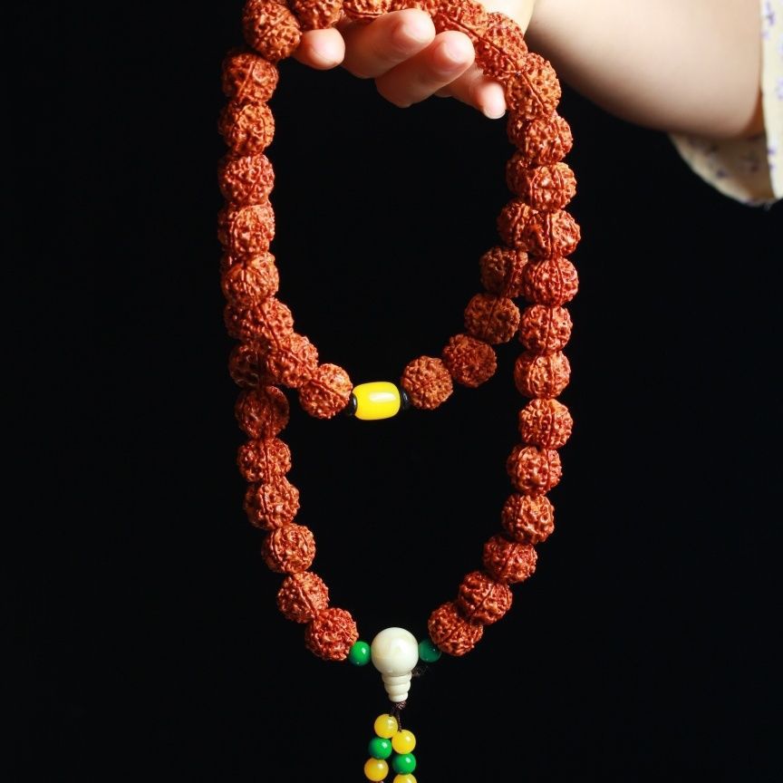 尼泊尔金刚菩提子吊坠54颗提珠手持五瓣项链文玩男女佛珠挂脖汽车