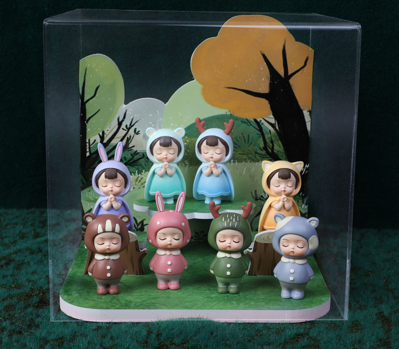 ins森林萌宝汽车摆盲盒手办创意娃娃玩具车载公仔 儿童万圣节礼物