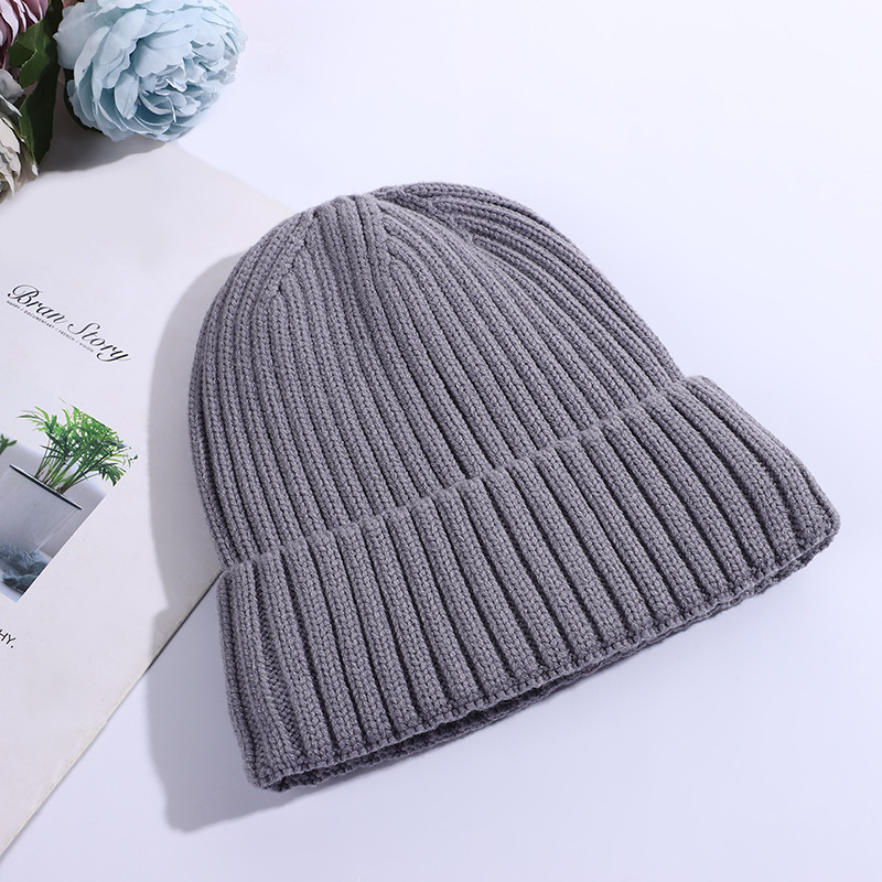 Autumn-Winter Warm and Thickening Woolen Cap Core-Spun Yarn Knitted Hat Double Layer Fleece-lined Men's Hat Factory in Stock Wholesale