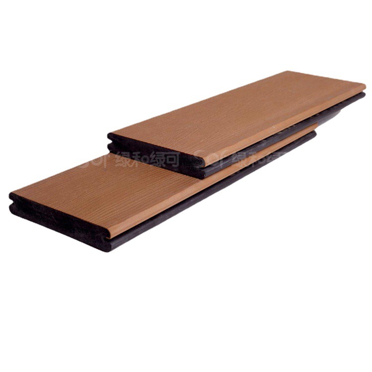 广东共挤塑木厂家石英木塑地板海边共挤塑木栈道140*25园林栈道