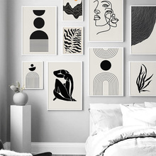 现代简约北欧简约黑白抽象艺术线条客厅装饰画床头画卧室挂画摆画