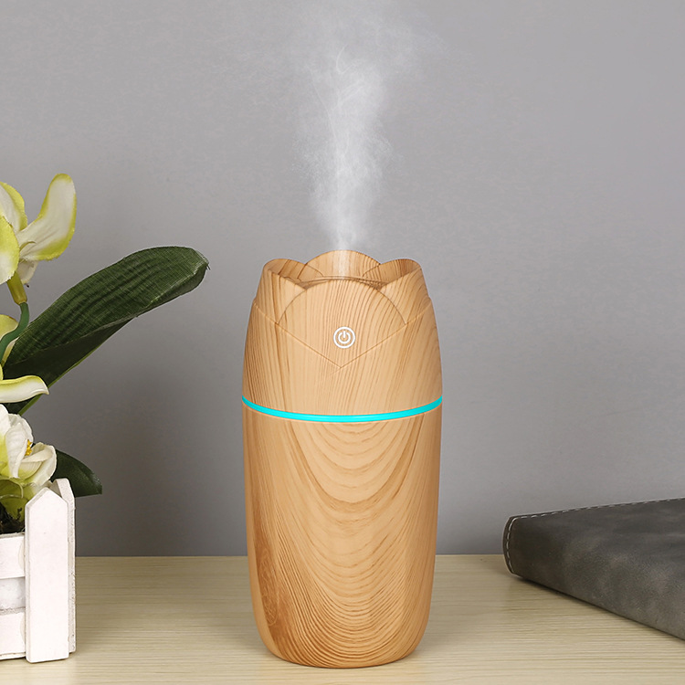 Rose Humidifier Wood Grain USB Colorful Night Lamp Bedroom Car Ultrasonic Aromatherapy Air Humidifier Manufacturer