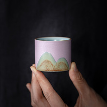 远山日式粗陶茶杯主人杯单杯陶瓷品茗杯创意手工复古茶杯批发