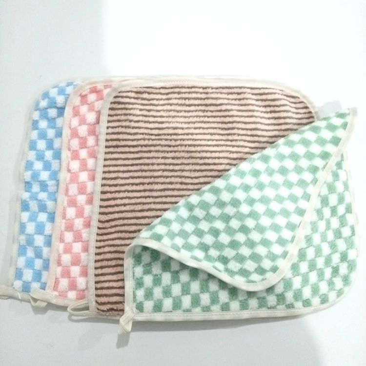 Covered Coral Fleece Dish Towel 25*2 500 Cleaning Cloth Striped Square Towel Hanging Scouring Pad Rag Absorbent Cloth