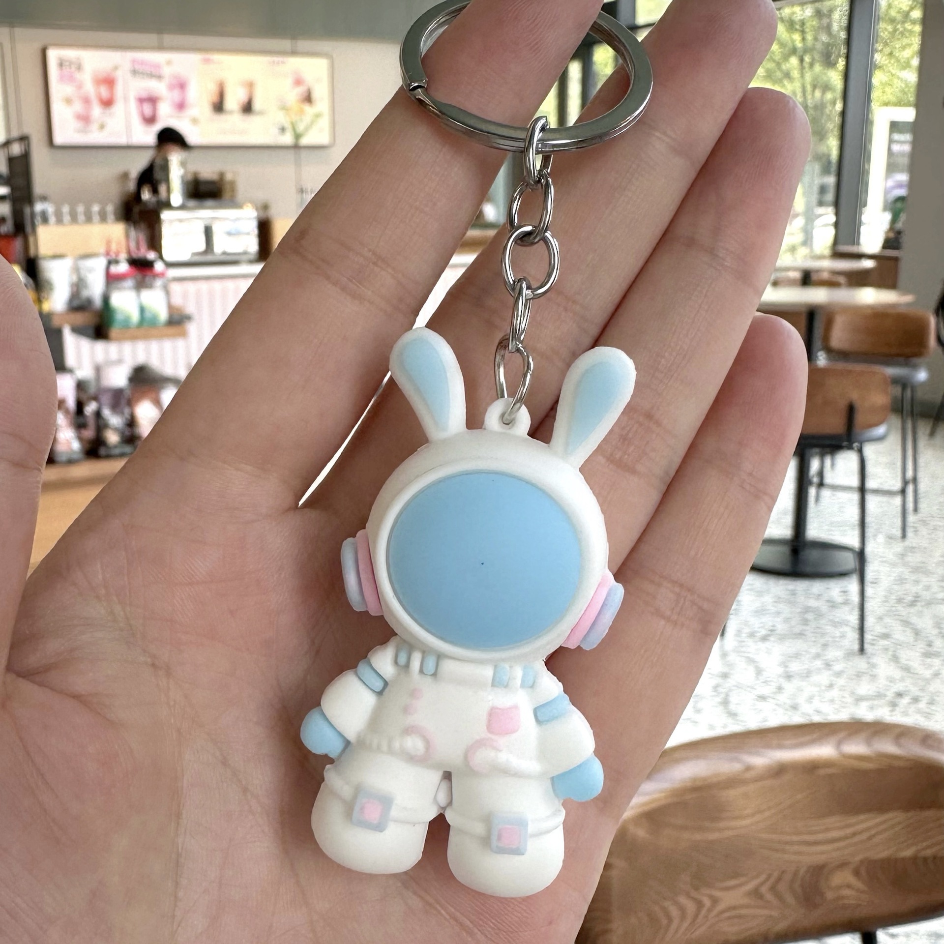 Cartoon Space Rabbit Keychain Cute Spaceman Astronaut Chain for Couple Soft Glue Small Pendant Key Ring Ornaments