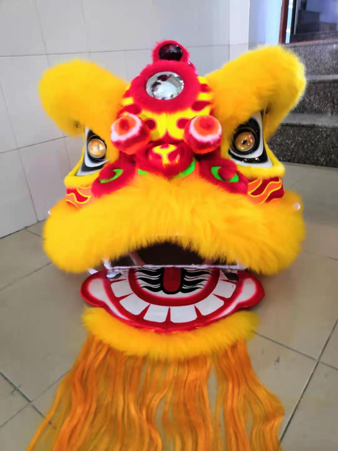 南狮/狮头/醒狮道具/狮鼓/狮裤/羊毛醒狮/竹编/玻璃钢/火焰狮头