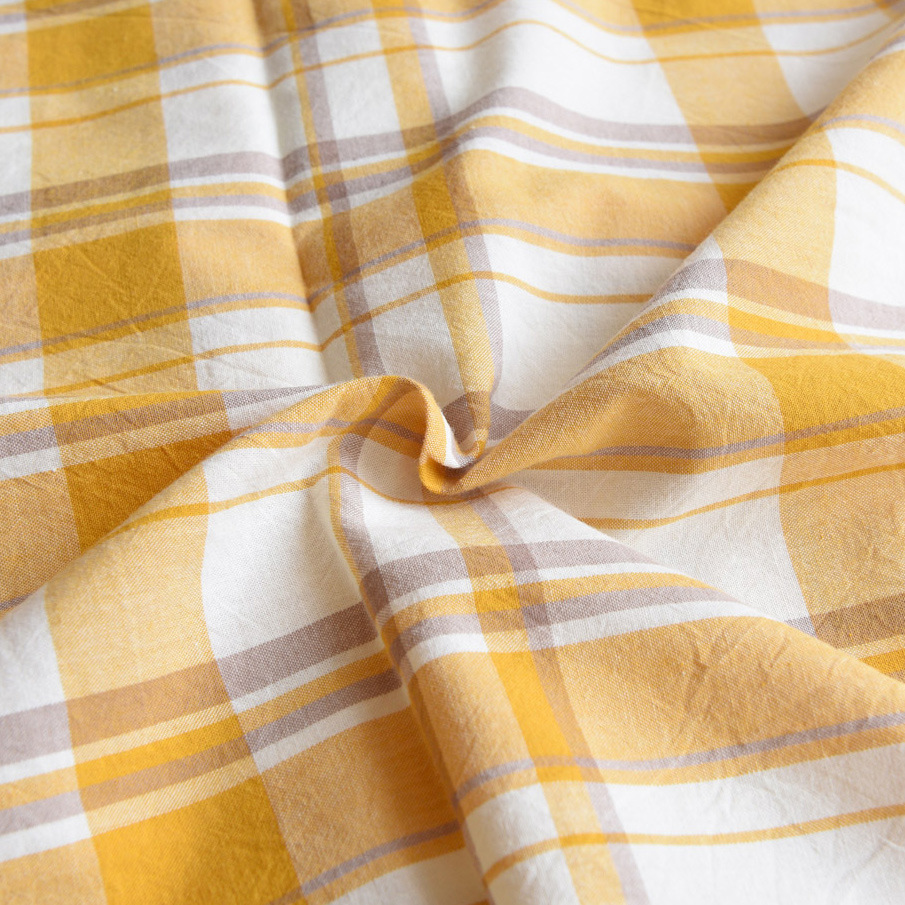 清新大格子婴儿a类宽幅全棉纯棉水洗棉床单被套定 做面料布料布匹