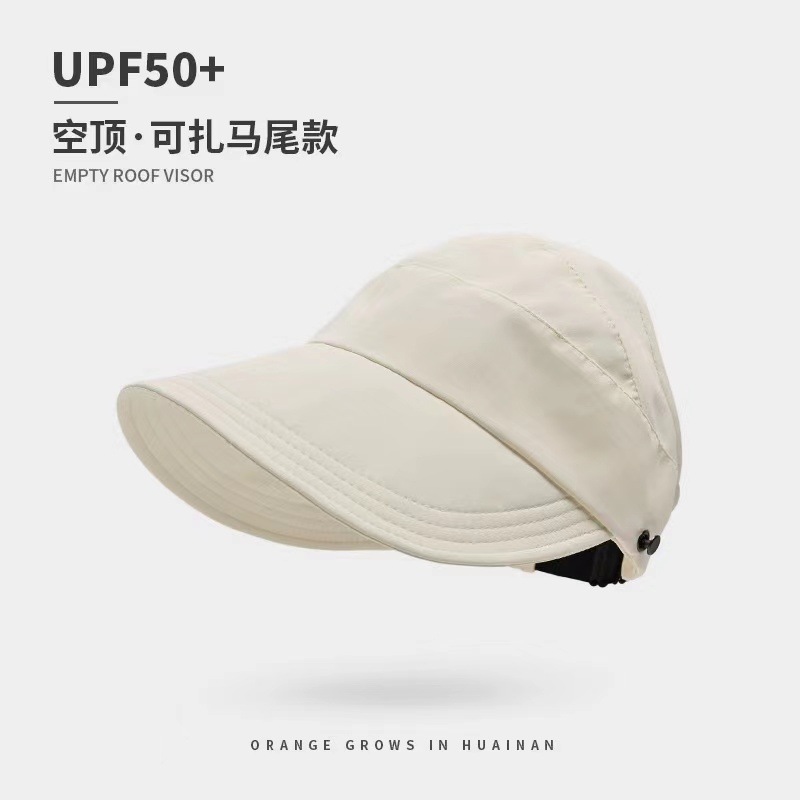 Spring and Summer Female Online Influencer Uv Protection Duck Tongue Topless Hat Outdoor Sports Quick-Drying Sun Hat Can Tie Ponytail Sun Protection Hat
