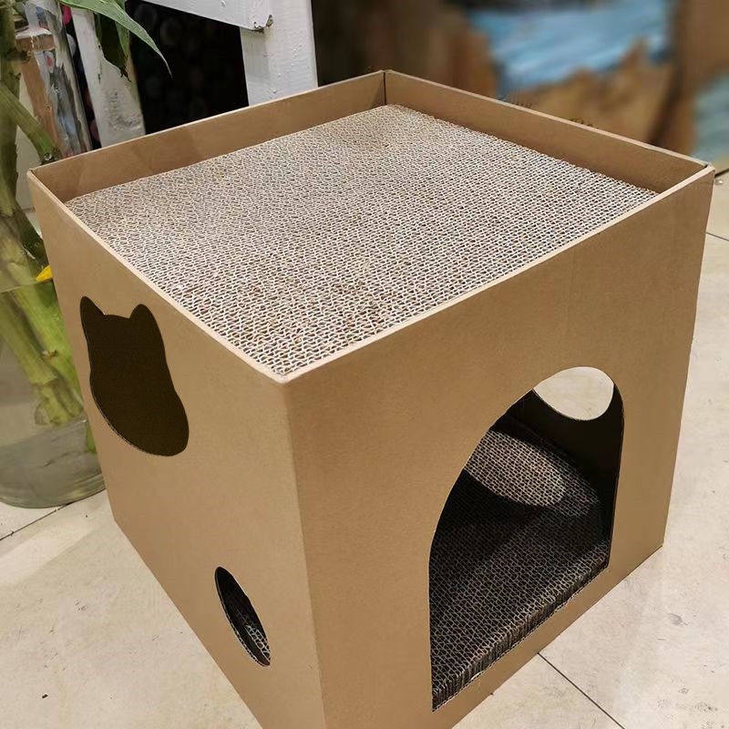 猫抓板窝清仓价瓦楞纸猫爪板磨爪纸箱猫屋别墅猫咪纸箱屋猫咪玩具