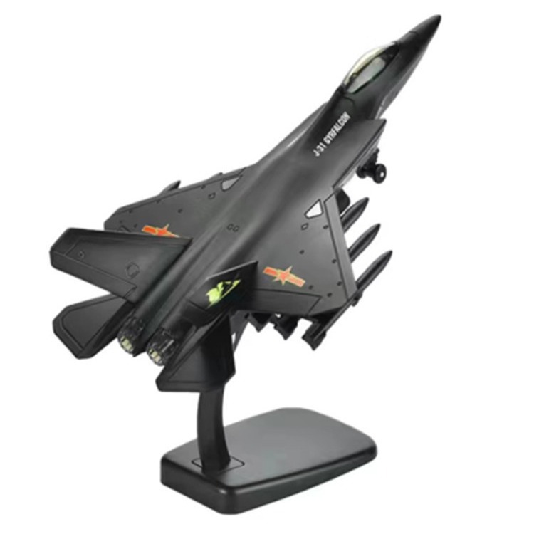 歼31战斗机军事合金飞机模型回力灯光桌面摆件儿童玩具礼物男孩子