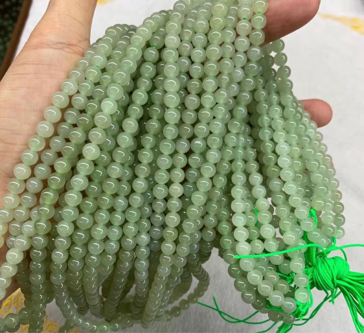 和田玉晴水6mm108佛珠手链玉石diy饰品珠子配饰直播货源批发礼物