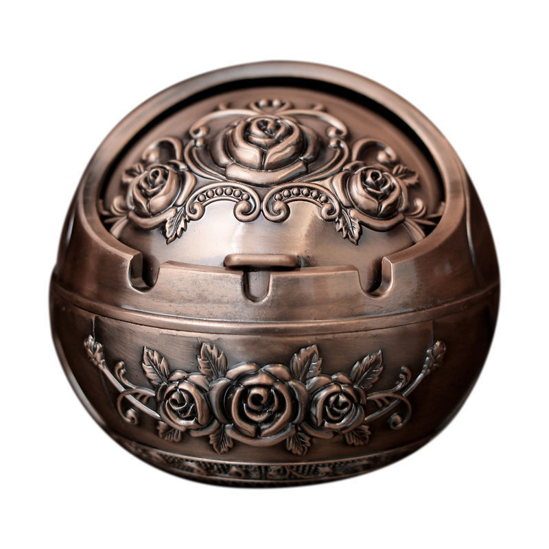 金属烟灰缸家用客厅办公室创意个性潮流带盖大容量防飞灰防摔摆件